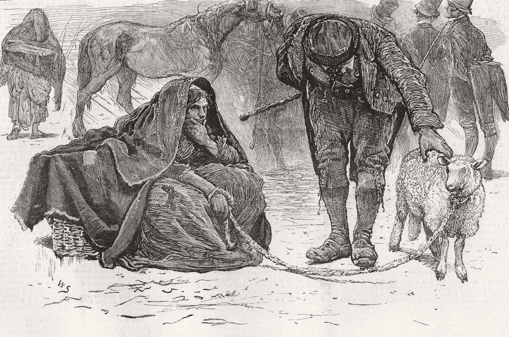 IRELAND. Connemara-making deal, Galway market 1871 old antique print picture